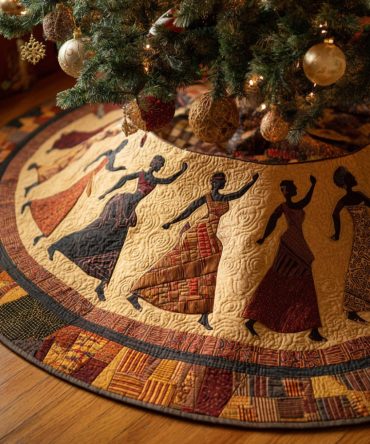 Sunset Rhythm Quilted Tree Skirt — Warm Gradient Hues & Textured Quilting, Cozy Modern Holiday Accent For Living Rooms