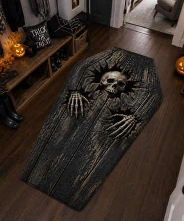 Bone Prison Themed Area Rug — Unique Skeletal Custom-Shaped Floor Accent Rug For Gothic & Halloween Décor, Soft Non-Slip Indoor Mat