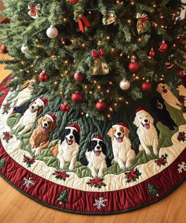 Border Collie Dream Quilted Tree Skirt — Soft Christmas Base For Holiday Trees, Breed-Themed Decor & Easy Fit