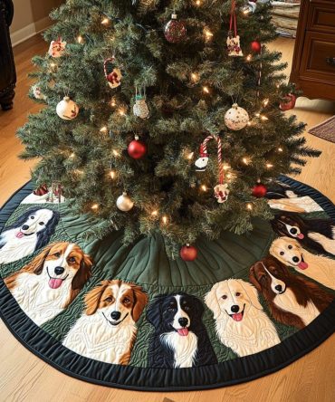 Border Collie Wonderland Quilted Tree Skirt — Festive Holiday Accent With Plush Quilting, Perfect For Dog Owners