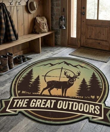 Boundless Horizon Shaped Rug — Wide-Open Landscape Floor Accent, Stain-Resistant, Low-Maintenance, Ideal For Living Areas & Cabins