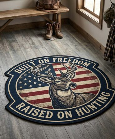 Boundless Liberty Shaped Area Rug — Patriotic Wilderness Design, Durable Indoor Rug, Non-Slip Backing For Home & Cabin