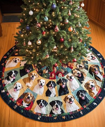 Boxer Wonderland Quilted Christmas Tree Skirt — Whimsical Dog-Themed Holiday Decor, Soft Quilting & Perfect Present For Boxer Lovers