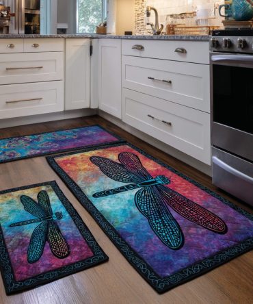 Vivid Bright Dragonfly Kitchen Area Rug - Non-Slip, Machine-Washable Runner With Bold Colors To Energize Your Kitchen
