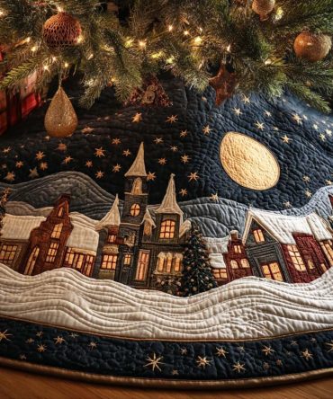 Brightest Time Quilted Christmas Tree Skirt — Vibrant Holiday Tree Skirt, Eye-Catching Festive Décor & Gift-Ready