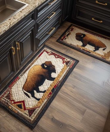 Buffalo Spirit Kitchen Rug — Southwestern Bison Area Mat, Heavy-Duty Non-Slip Rug For Rustic Kitchens & Lodge Decor