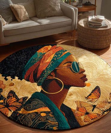 Plush Round Butterfly Area Rug For Living Room & Nursery — Soft Decorative Carpet, Anti-Slip Backing, Durable & Easy-Clean