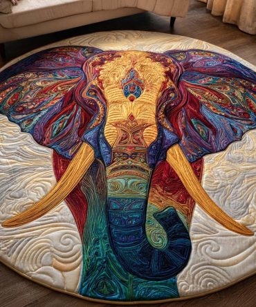 Calm Journey Round Rug — Minimalist Elephant Design Soft Round Rug For Modern Living Rooms, Durable & Easy Clean