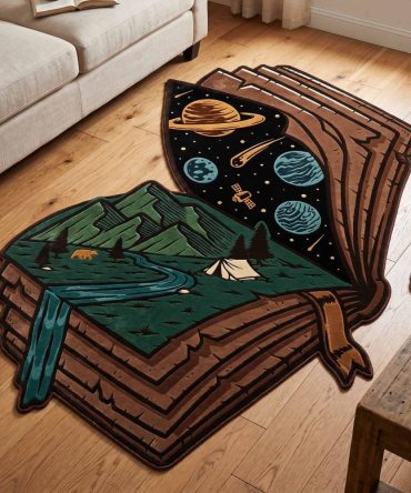 Camp Stack Kids Rug — Custom-Shaped Cozy Playroom & Nursery Area Rug, Soft Cushioned Surface, Non-Slip, Machine-Friendly Cleaning