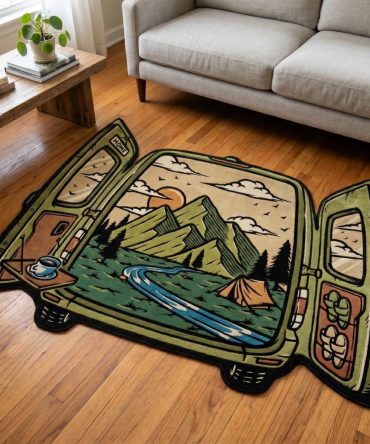 Camp Window Outdoorsy-Shaped Rug — Playful Camp-Inspired Accent Rug For Cabin, Kids’ Room Or Entryway; Durable, Easy-Clean Surface