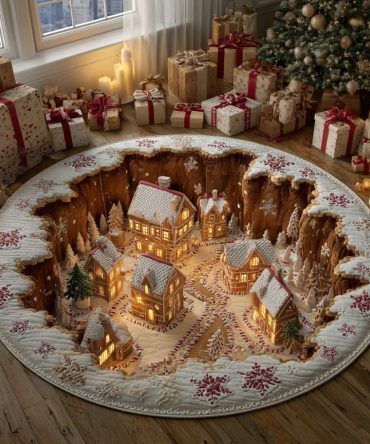 Candy Cane Lane Festive Rug — Vibrant Red & White 48In Round Holiday Mat With Plush Pile And Secure Non-Skid Backing