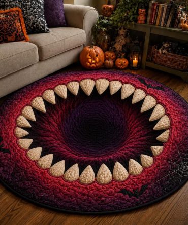 Carnival Nightmare Vintage Fairground Round Area Rug — Dark Circus Accent Rug For Living Room, Statement Wall-To-Floor Decor, Soft & Non-Slip