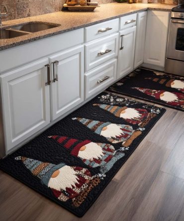 Caroling Corner Kitchen Rug — Festive Holiday Mat With Soft Pile, Non-Slip Backing, Machine Washable For Busy Homes