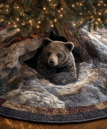 Cave Watcher Quilted Christmas Tree Skirt — Rustic Holiday Tree Base Cover With Heavy-Weight Quilting, Durable & Decorative, Fits Most Trees