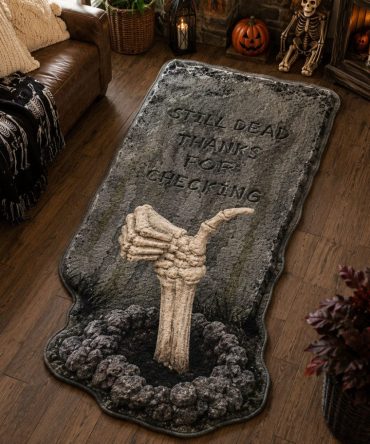 Cemetery Secrets Halloween Rug — Custom-Shaped Spooky Accent Mat For Entryway & Living Room, Fade-Resistant And Durable