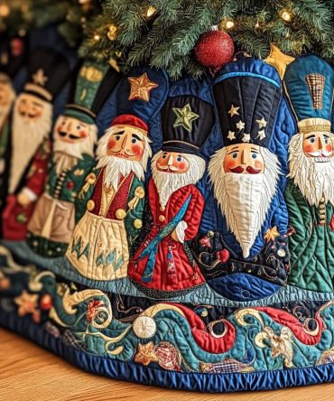 Cheerful Nutcrackers Quilted Tree Skirt — Playful Nutcracker Ensemble, Plush Quilting & Easy-Fit Closure For Holiday Styling