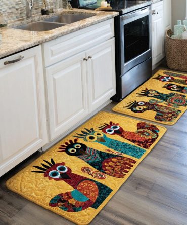 Chicken Meadow Country Kitchen Rug - Charming Hen & Meadow Design, Non-Slip Microfiber Mat, Machine Washable, Soft Cushioned Comfort For Farmhouse Decor