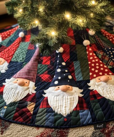 Christmas Carousel Quilted Tree Skirt – Vintage-Inspired Merry Motif 48-Inch Round , Plush Reversible Holiday Centerpiece