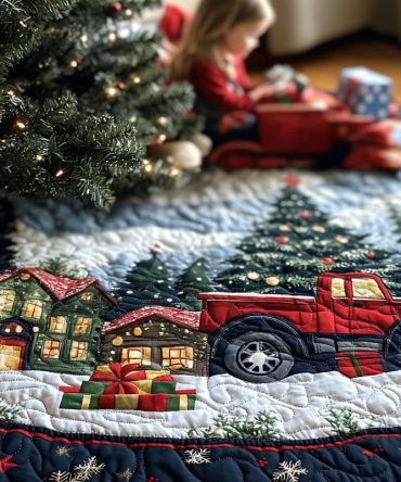 Premium Quilted Christmas Tree Skirt — Santa Delivery Motif, Plush Layered Holiday Accent To Hide Stand & Add Warmth