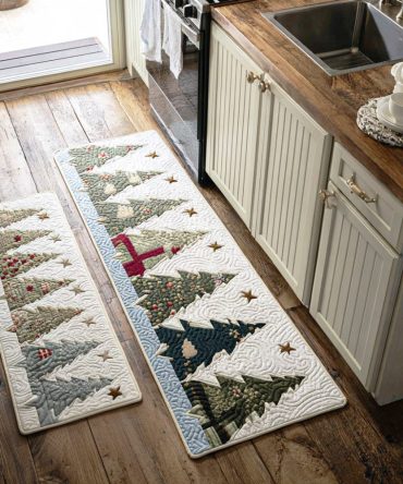 Christmas Forest Path Kitchen Runner Rug — Non-Slip, Machine-Washable Holiday Mat With Scenic Woodland Design For Cozy Homes