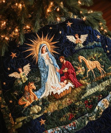 Radiant Christmas Star Quilted Tree Skirt - Shimmer Star Applique, Thick Cotton Batting, 48-Inch Classic Holiday Base, Heirloom Stitching, Easy Care, Perfect For Gift Display