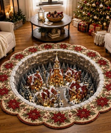 Christmas Wonderland Shaped Area Rug — Festive Holiday Floor Mat, Soft Plush, Non-Slip Backing, Perfect For Entryways & Living Rooms
