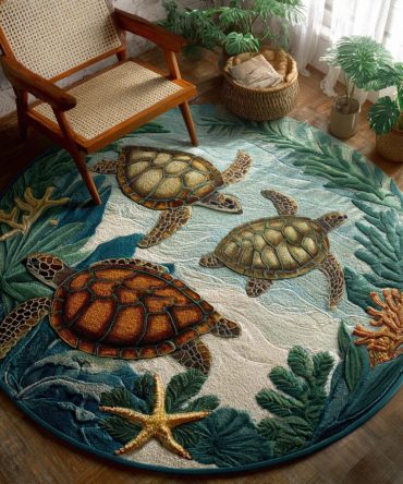 Coral Path Round Rug — Vibrant Coral-Inspired Area Rug For Coastal Living, Stain-Resistant & Fade-Safe