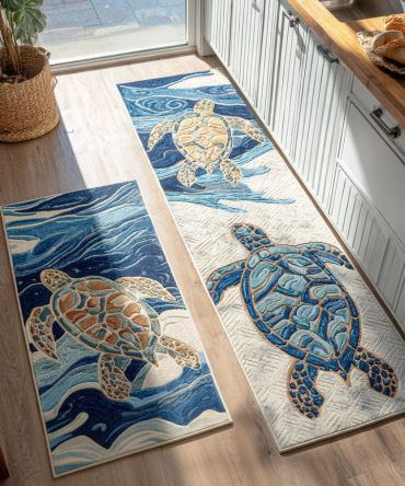 Coral Voyage Kitchen Rug - Vibrant Coastal Microfiber Runner With Anti-Slip Backing, Machine-Washable & Fade-Resistant