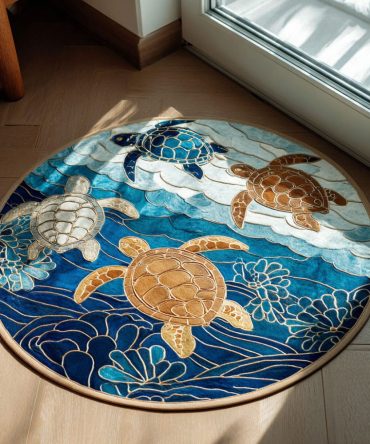 Coral Whisper Round Area Rug - Delicate Coral And Shell Motif In Soft Blush Tones, Plush Comfort Underfoot, Fade-Resistant Coastal Rug For Elegant Interiors