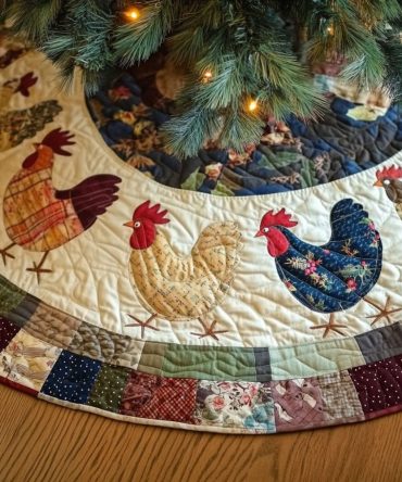 Country Lane Quilted Tree Skirt — Classic Quilted Christmas Tree Skirt With Country-Style Patchwork, Cozy Holiday Floor Cover