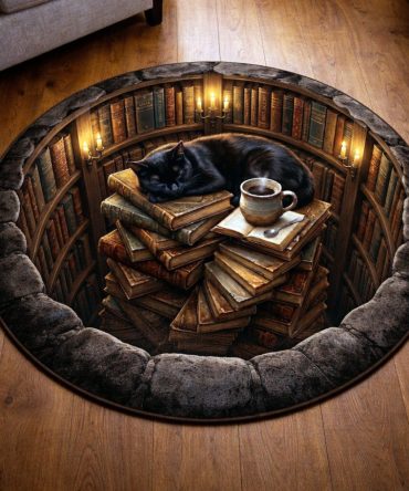 Cozy Book Pit Round Rug — Luxurious Soft Floor Mat For Reading Corner, Living Room Or Kids’ Playroom, Non-Slip & Easy Care