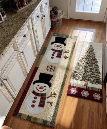 Cozy Cabin Frost Plush Kitchen Rug - Non-Slip, Machine Washable Low-Profile Mat For Busy Kitchens & Winter Cabin Décor