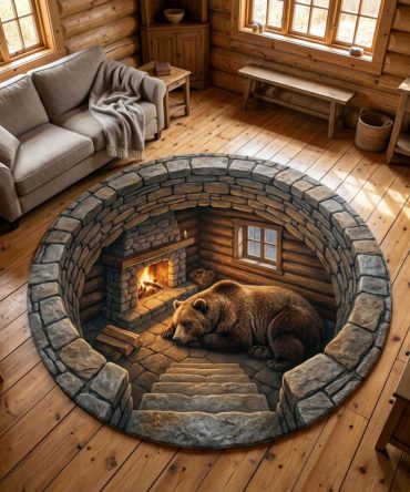 Cozy Den Plush Circular Area Rug — Ultra-Soft Round Rug For Living Room & Bedroom, Warm Neutrals, Low-Pile Comfort, Durable & Non-Slip Backing