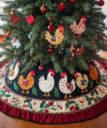 Cozy Flock Quilted Christmas Tree Skirt, Warm Patchwork Design, Premium Cotton Blend, Soft Layered Quilting, Farmhouse Holiday Centerpiece, Fits Most Trees, Perfect For Living Room Or Cottage