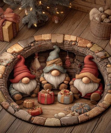 Cozy Gift Round Area Rug — Gnome Nest Accent Carpet For Entryway & Bedroom, Soft Plush, Non-Slip Backing, Perfect Seasonal & Giftable Decor