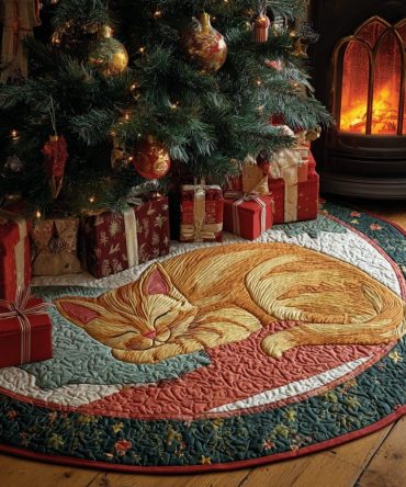 Cozy Glow Quilted Christmas Tree Skirt — Warm Holiday Accent Rug For Trees, Soft Quilting & Durable Seasonal Finish