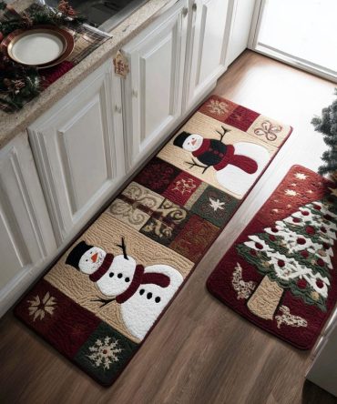 Cozy Holidays Plush Kitchen Runner - Non-Slip Machine-Washable Festive Rug, Soft Low-Profile Mat For Seasonal Comfort & Style