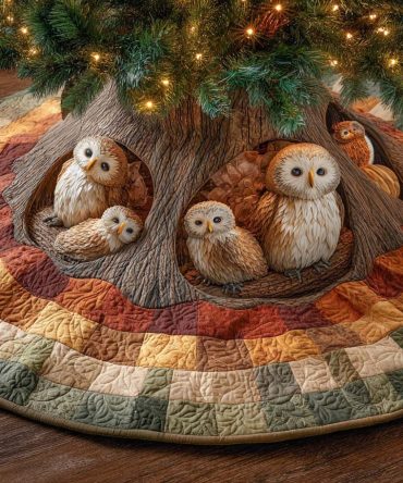Cozy Hollow Family Quilted Christmas Tree Skirt — Heartwarming Family Scene, Plush Quilting & Festive Foundation For Holiday Gatherings