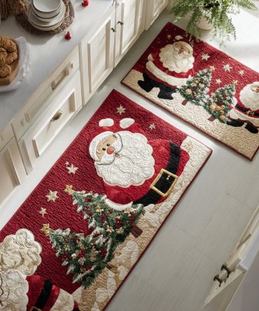Cozy Santa Kitchen Rug — Festive Plush Non‑Slip Holiday Runner, Machine Washable Comfort Mat For Cooking & Entry Areas