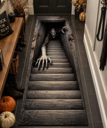 Creeping Ghoul Runner Rug — Sinister Hallway & Entryway Accent, Durable Non-Slip Low-Profile Design, Machine-Washable Halloween Mat