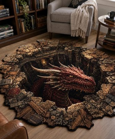 Crimson Watcher Bold Red Custom-Shaped Area Rug — Vibrant Accent Rug For Living Room, Stain-Resistant Low-Pile, Multiple Sizes & Non-Slip Option