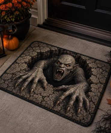 Crypt Ghoul 3D Horror Doormat – Realistic Scary Welcome Mat For Front Door, Porch & Entryway – Halloween Home Decor