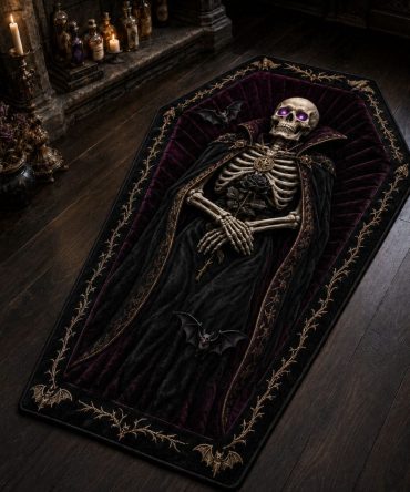 Crypt Keeper Halloween Accent Rug — Spooky Skull-Themed Custom-Shaped Floor Mat For Entryway, Living Room & Haunted Seasonal Decor