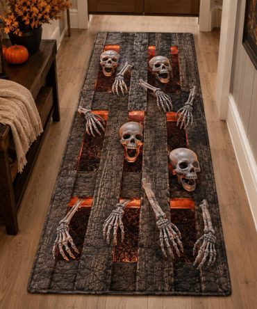 Crypt Parade Runner Rug — Dark Parade Motif Hallway Runner Carpet For Entryway, Durable Low-Maintenance Accent Rug