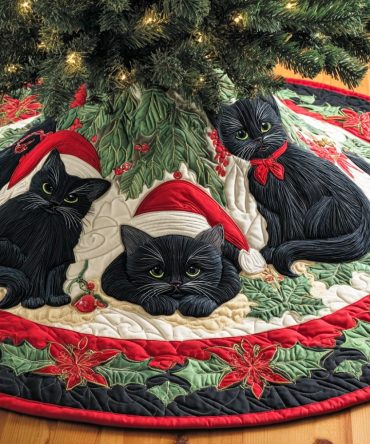 Dark Bloom Quilted Holiday Tree Skirt — Moody Floral Design, 48-Inch Luxurious Quilting, Statement Christmas Décor, Easy Care