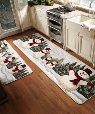 December Cheer Kitchen Rug — Cozy Holiday Area Rug With Non-Skid Backing, Stain-Resistant, Soft Cushion For Kitchens & Entryways