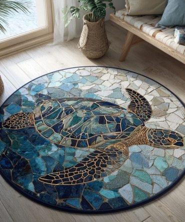 Luxury Deep Navy Round Area Rug — Plush, Low-Shed Accent Rug For Living Room & Bedroom, Cozy Modern Floor Decor