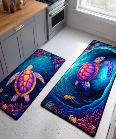 Deep Blue Journey Kitchen Rug - Rich Ocean-Blue Non-Slip Area Mat, Stain-Resistant & Machine Washable For High-Traffic Spaces