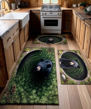 Deepwood Strength Kitchen Rug — Sturdy Forest Motif Runner, Non-Slip Low-Pile Polyester, Machine-Washable, Fade & Stain Resistant For High Traffic