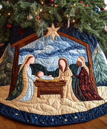 Divine Birth Quilted Christmas Tree Skirt - Refined Handcrafted Nativity Decor To Elevate Holiday Traditions